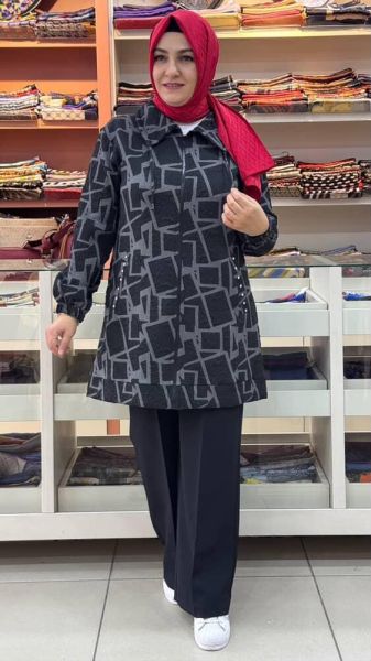 Kabartma Detaylı Kap Siyah/8014