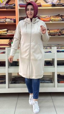 Kado - Kanguru Cepli Kapşonlu Kap Krem/257172