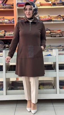 Kanguru Cepli Tunik Kahve/1648 - Thumbnail