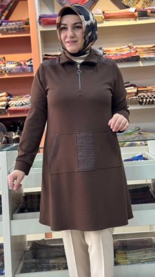 Kanguru Cepli Tunik Kahve/1648 - Thumbnail