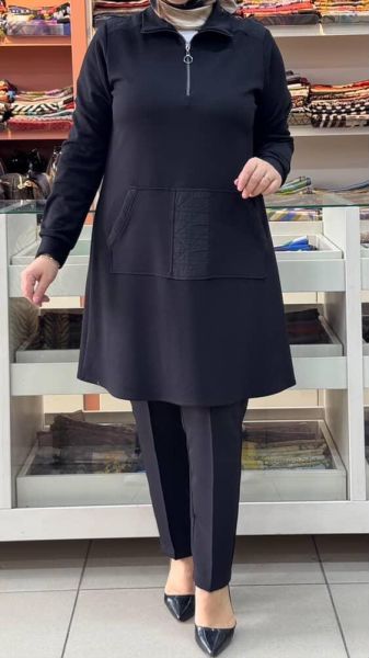 Kanguru Cepli Tunik Siyah/1648