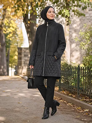 Armine Trend - Kapitone Detaylı Keçe Kap Siyah/5691