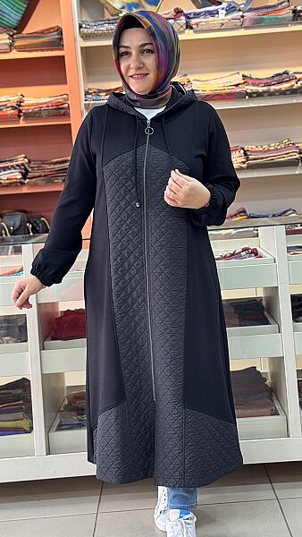 Kapitone Detaylı Oysho Kap Siyah / 4181