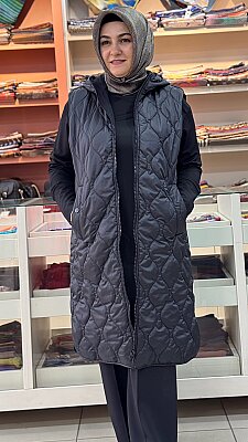 Kapitone Yelek Siyah/15275 - Thumbnail