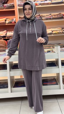 Kapşonlu Çimalı Takım Kahve/14411 - Thumbnail