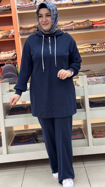 Kapşonlu Çimalı Takım Lacivert/14411