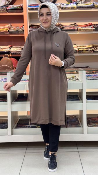 Kapşonlu Tunik Sütlü Kahve/257138