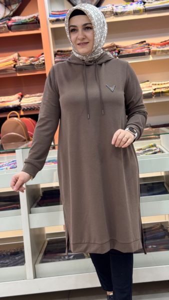 Kapşonlu Tunik Sütlü Kahve/257138