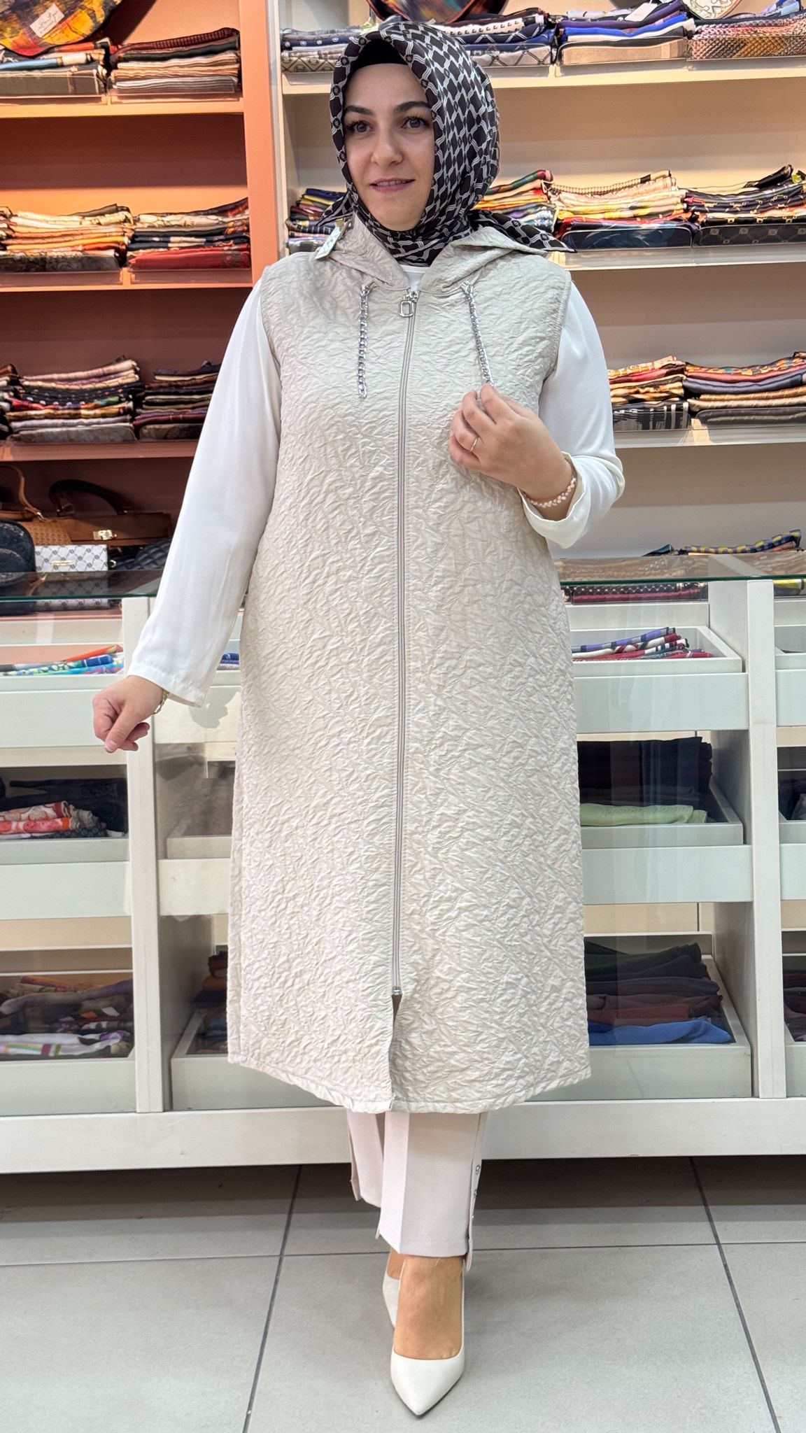 Kado - Kapşunlu Kapitone Yelek Taş/257780