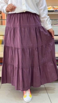 Puane - Kat Detaylı Astarlı Etek Mürdüm/32359