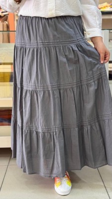Puane - Kat Detaylı Astarlı Etek Gri/32359