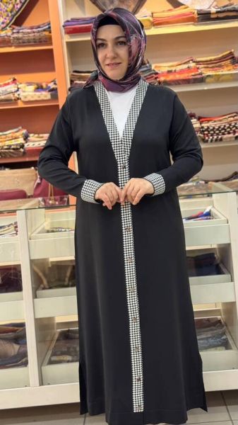 Kazayaklı Merserize Uzun Hırka Siyah/1823