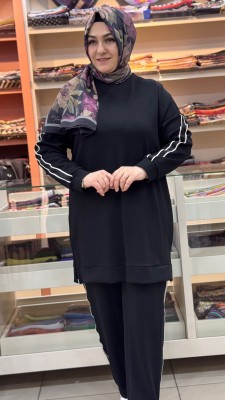 Kenarları Taş Detaylı Takım Siyah/1885 - Thumbnail