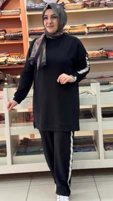 Kenarları Taş Detaylı Takım Siyah/1885 - Thumbnail