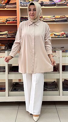 Gaze - Kendinden Desenli Basic Tunik Taş/4214 