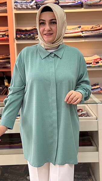 Kendinden Desenli Basic Tunik Çağla/4214