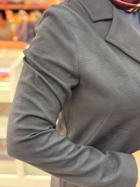 Kendinden Desenli Düğmeli Ceket Siyah/24432