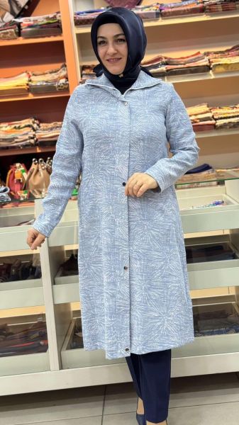 Kendinden Desenli Kap Mavi/9186