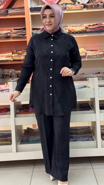 Kendinden Desenli Pantolonlu Takım Siyah/263170