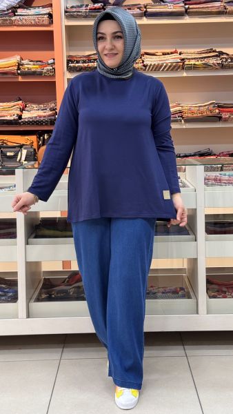Kısa Basic Tunik Lacivert/9221