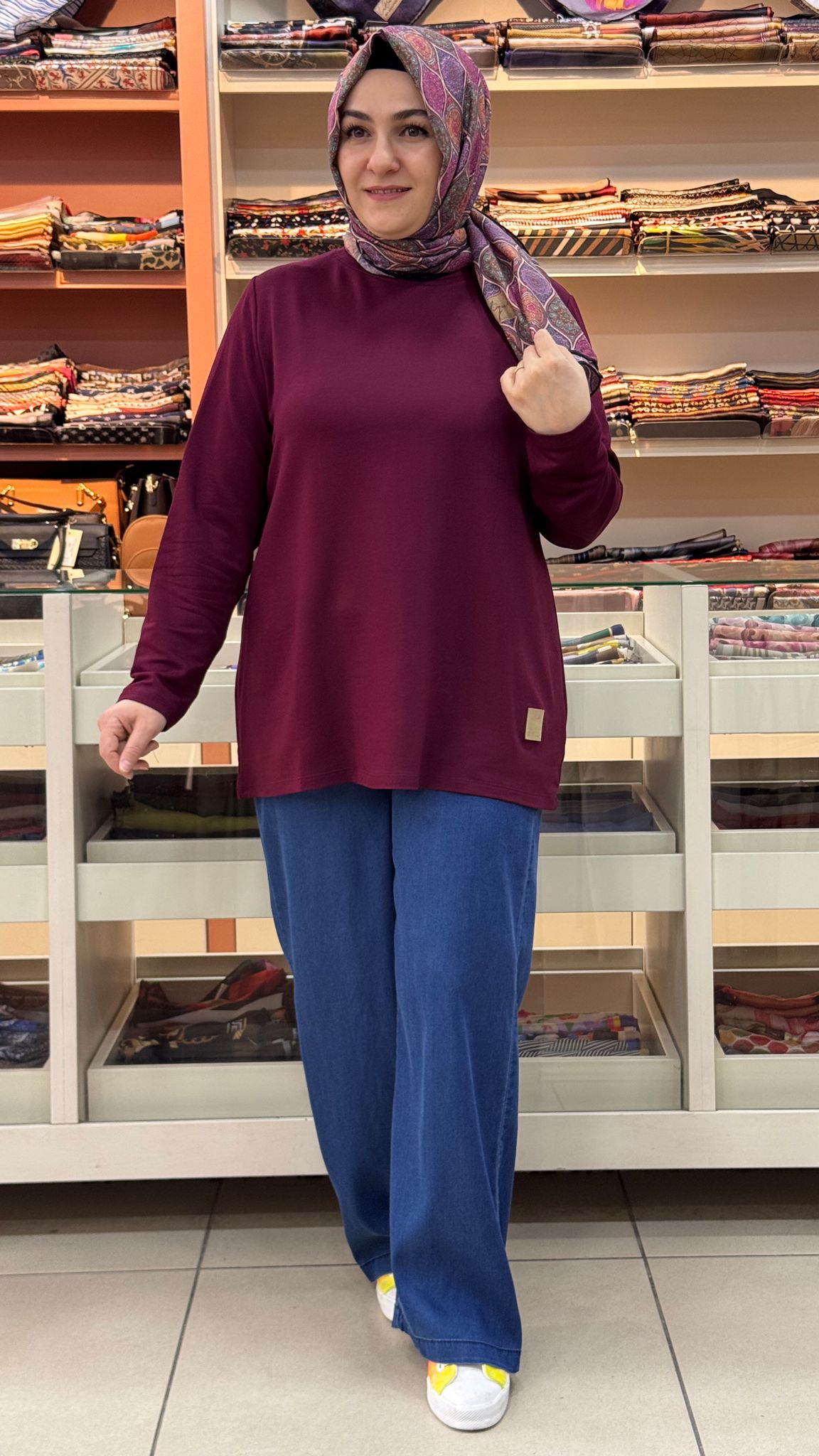 Kado - Kısa Basic Tunik Bordo/9221