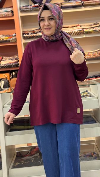 Kısa Basic Tunik Bordo/9221