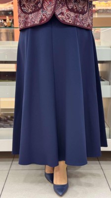 Puane - Dikiş Detaylı Etek Lacivert/18202