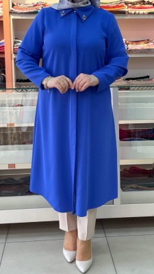 Setrms Kolları Kat Detaylı Tunik Morcivert/4044 - Thumbnail