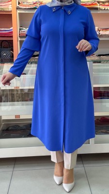 Setrms Kolları Kat Detaylı Tunik Morcivert/4044 - Thumbnail