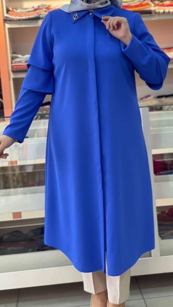 Setrms Kolları Kat Detaylı Tunik Morcivert/4044