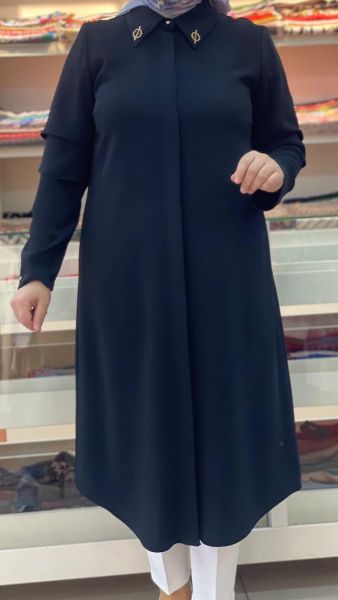 Setrms Kolları Kat Detaylı Tunik Siyah/4044