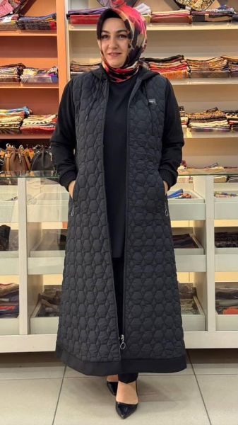 Kolları Ve Kapşonu Süet Kap Siyah/6063