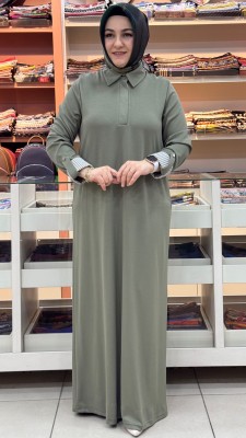 Puane - Kolu Çizgili Elbise Haki/12652