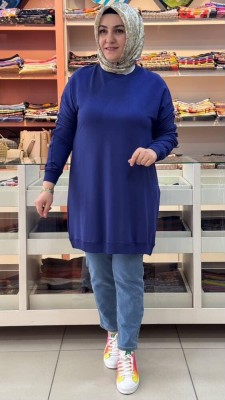 Kado - Kolu Düğmeli Sweat Tunik İndigo/251487