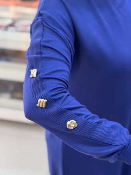 Kolu Düğmeli Sweat Tunik İndigo/251487