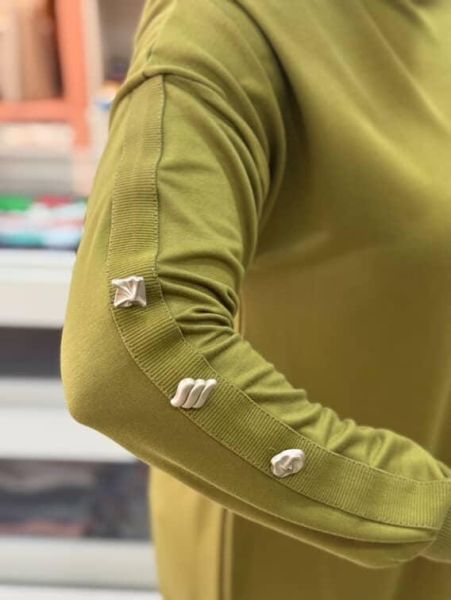 Kolu Düğmeli Sweat Tunik Yağ Yeşili/251487