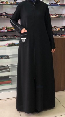  - Kolu File Detaylı Ferace Siyah/6020