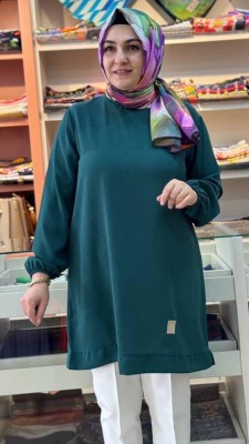 Kolu Lastikli Basic Ayrobin Tunik Zümrüt/251467 - Thumbnail