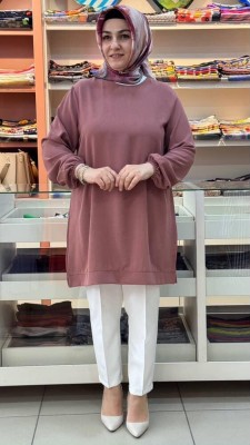 Kado - Kolu Lastikli Basic Ayrobin Tunik Gül/251467