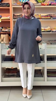 Kado - Kolu Lastikli Basic Ayrobin Tunik Antrasit/251467