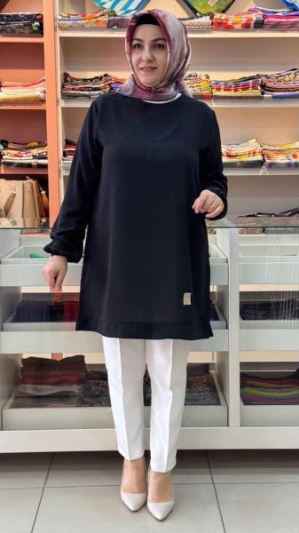 Kolu Lastikli Basic Ayrobin Tunik Siyah/251467