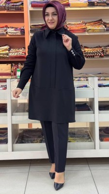 Esswap - Kolu Sim Şeritli Tunik Siyah/21563