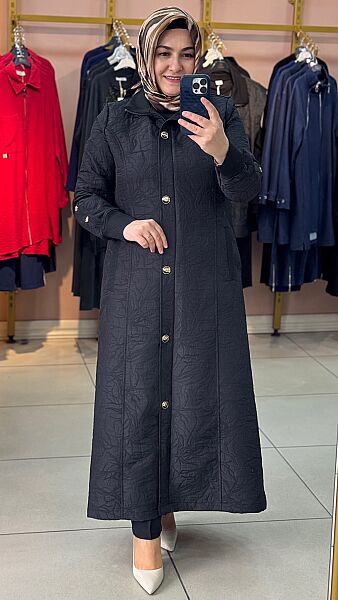 Kolu Ve Yakası Triko Detaylı Kap Siyah/5681