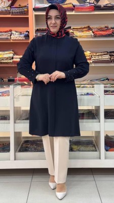 Haya - Kolu Zımbalı Tunik Siyah/1590