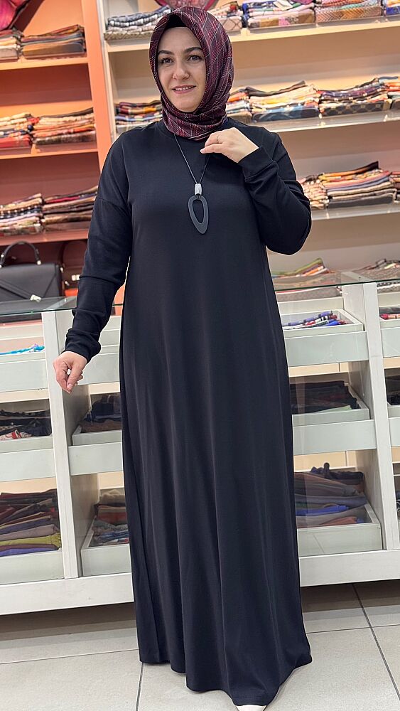 Kolyeli Basic Elbise Siyah/268498  - 2