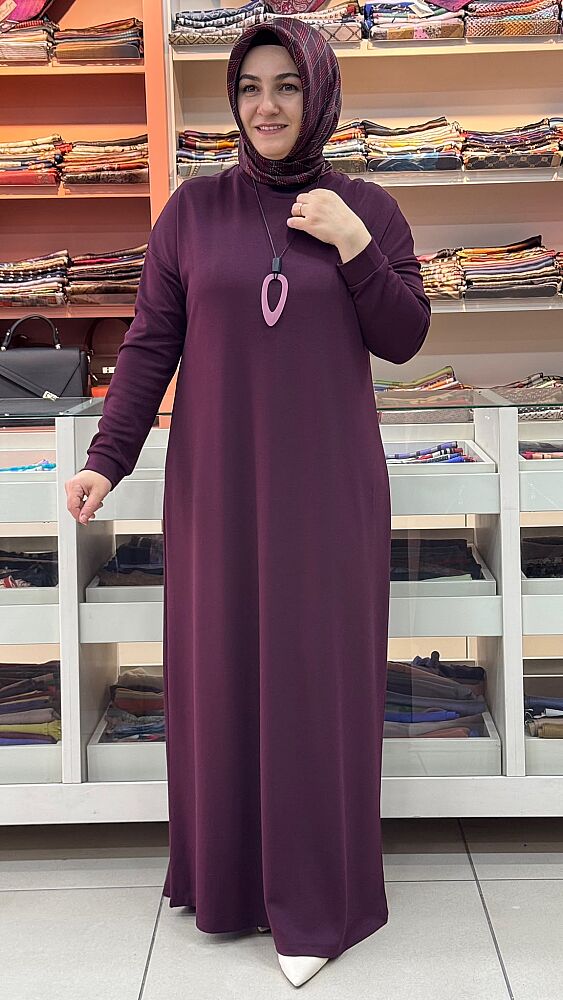 Kolyeli Basic Elbise Bordo/268498  - 1