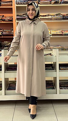 Krep Kumaş Basic Uzun Tunik Taş/4215 - Thumbnail