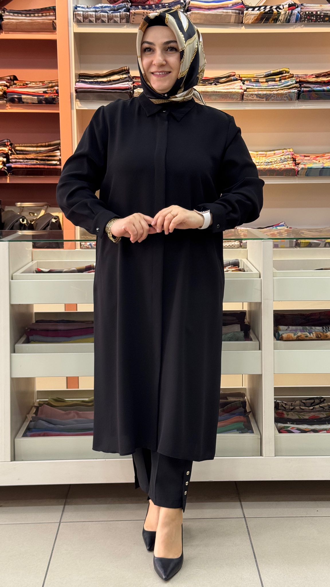 Gaze - Krep Kumaş Basic Uzun Tunik Siyah/4215 