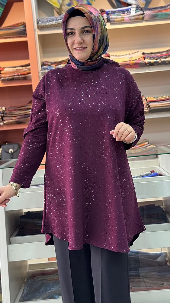 Simli Battal Tunik Bordo/ 1420 