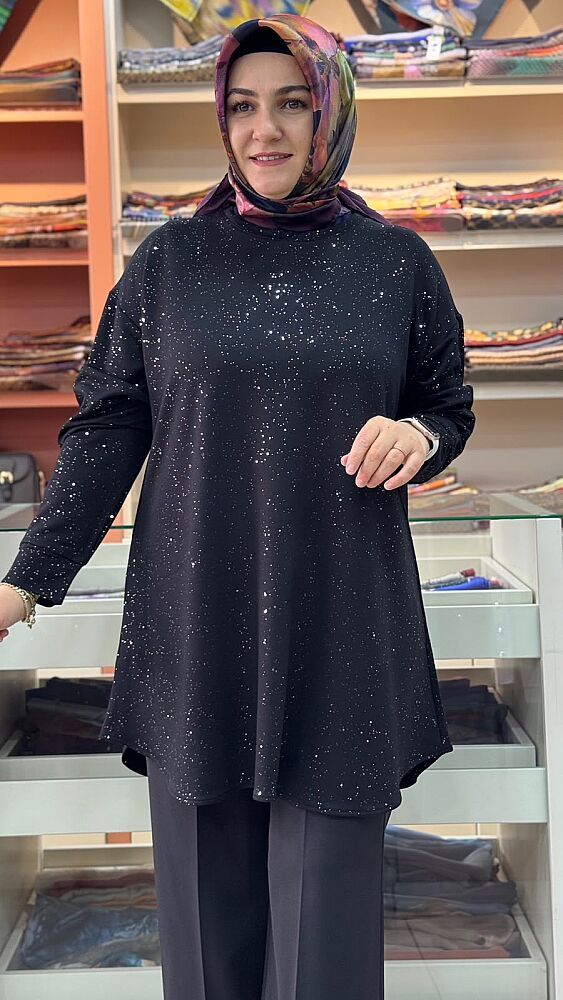 Simli Battal Tunik Siyah/ 1420